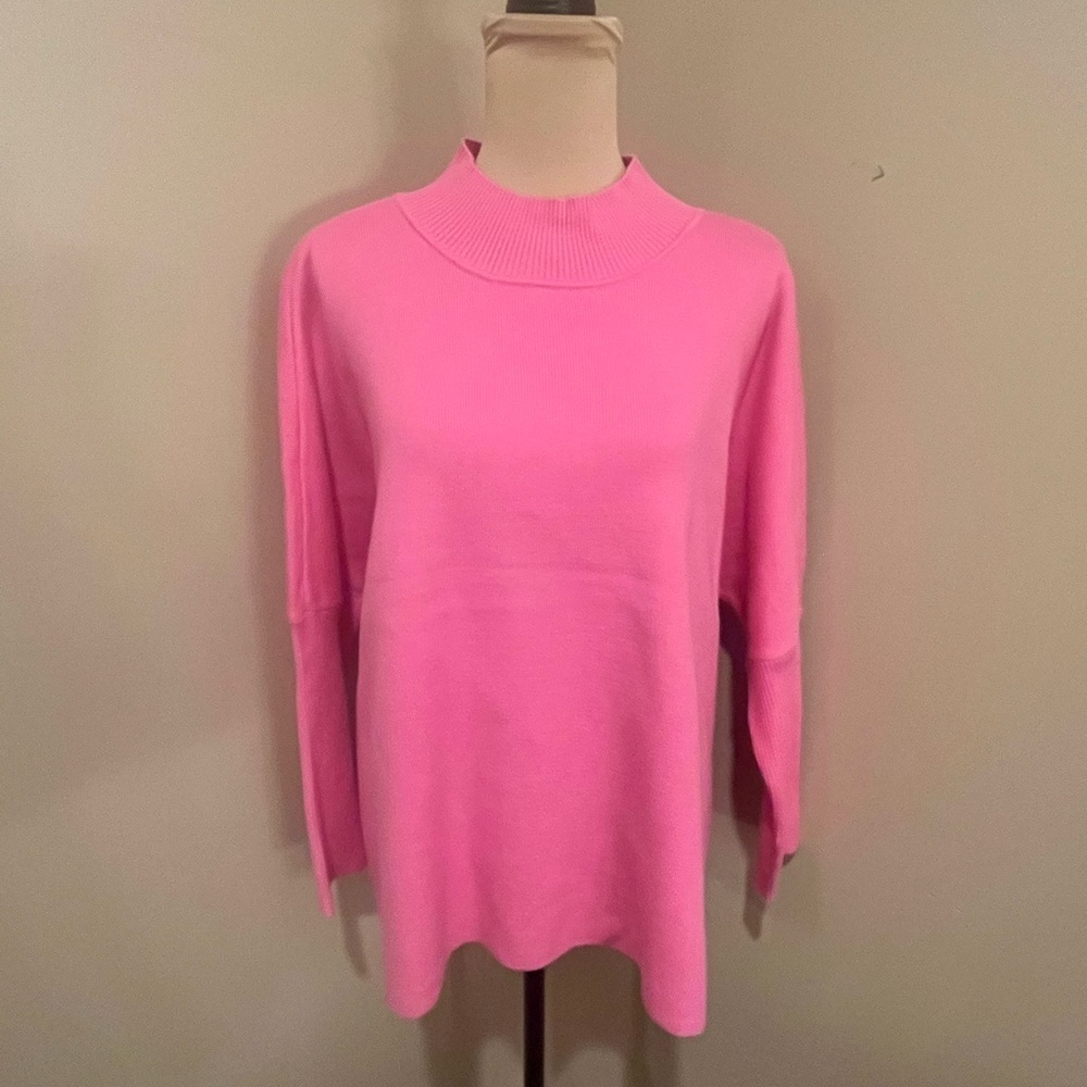 NWT Crown & Ivy Barbie Pink Oversized Mock Neck Sweater, Lp